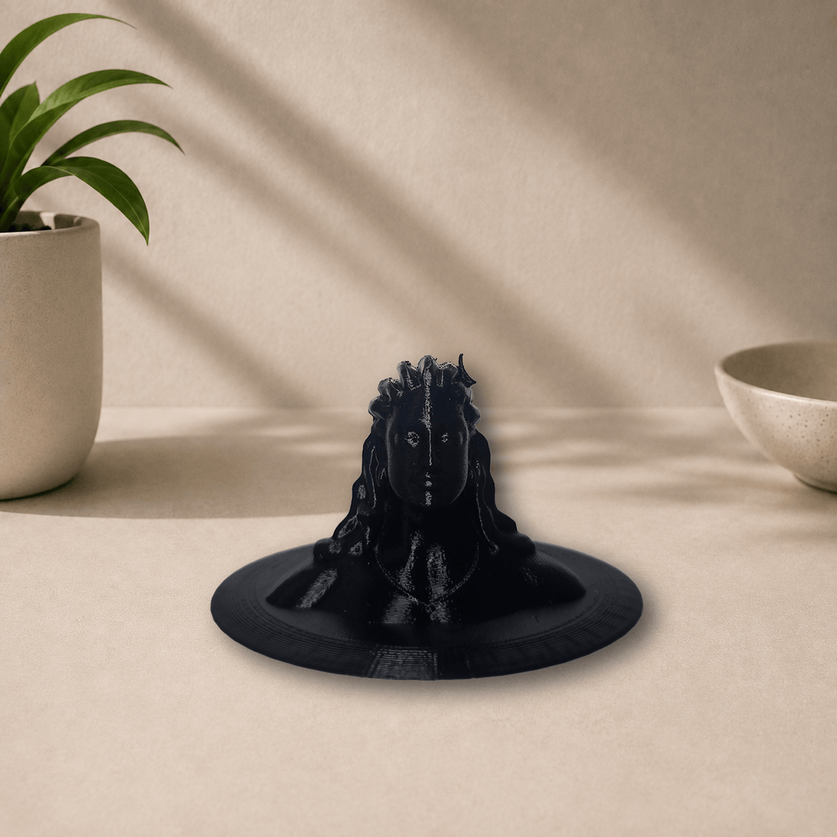 3D-printed Adiyogi black statue