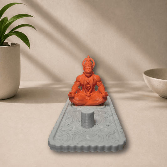 3D-printed Hanuman idol on incense holder base