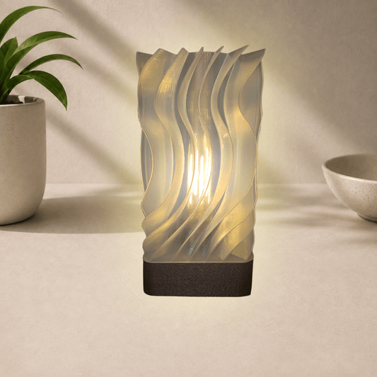 3D-printed wavy lamp, alternate angle