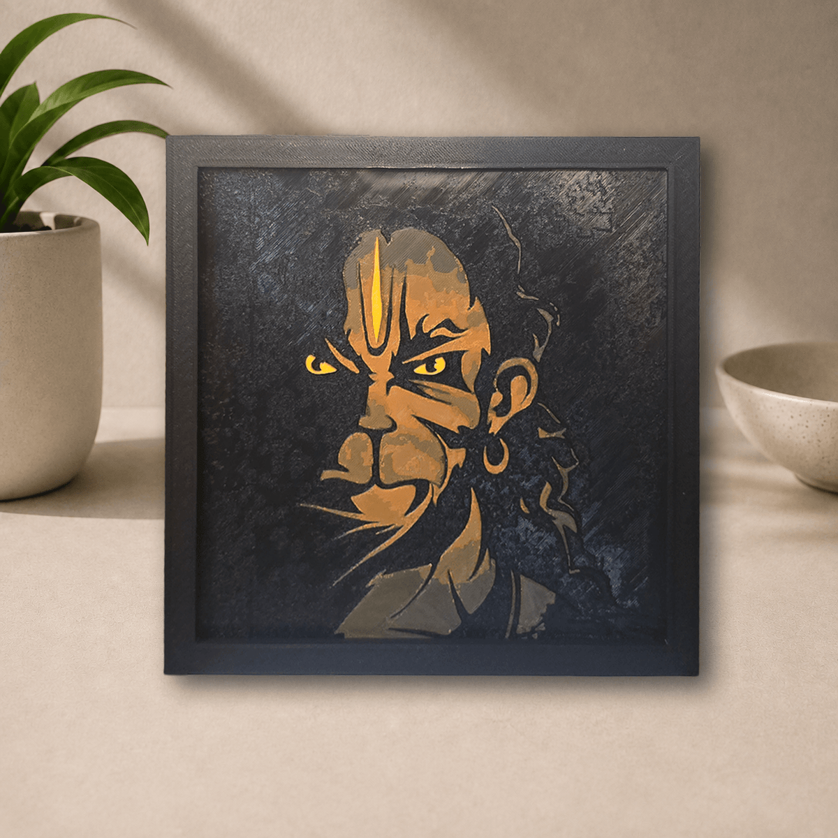 Framed 3D-printed Angry Hanuman poster