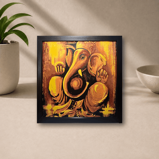 Framed 3D-printed Ganpati poster