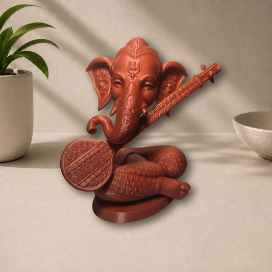 3D-printed Ganpati Veena Idol figurine
