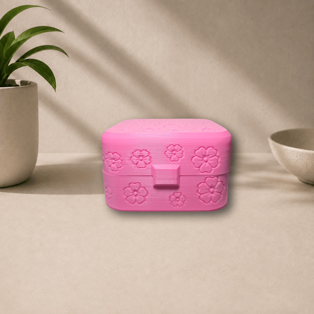 3D-printed jewelry box, front view
