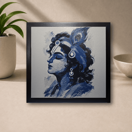 Framed 3D-printed Krishna poster