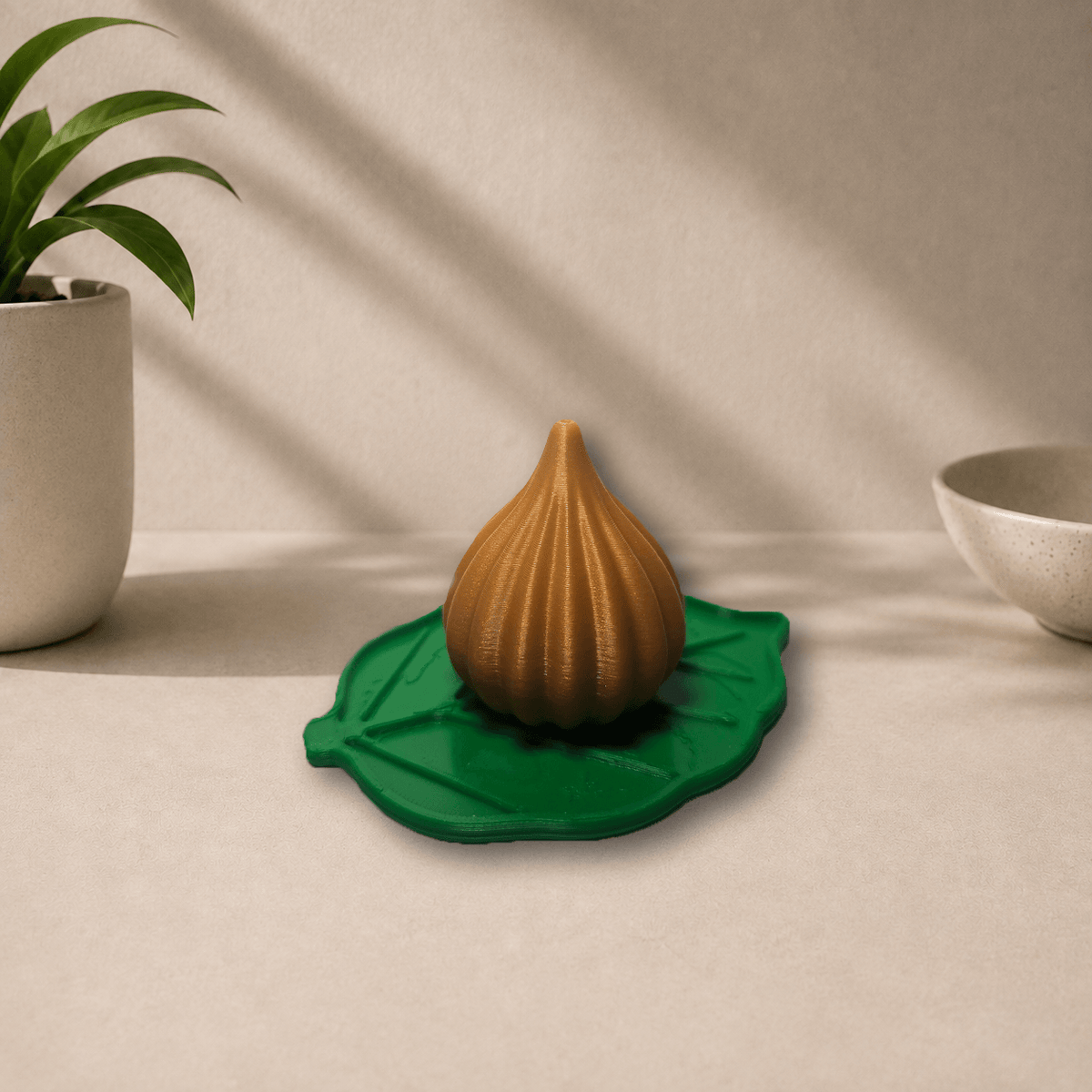 3D-printed Modak with incense holder, front view