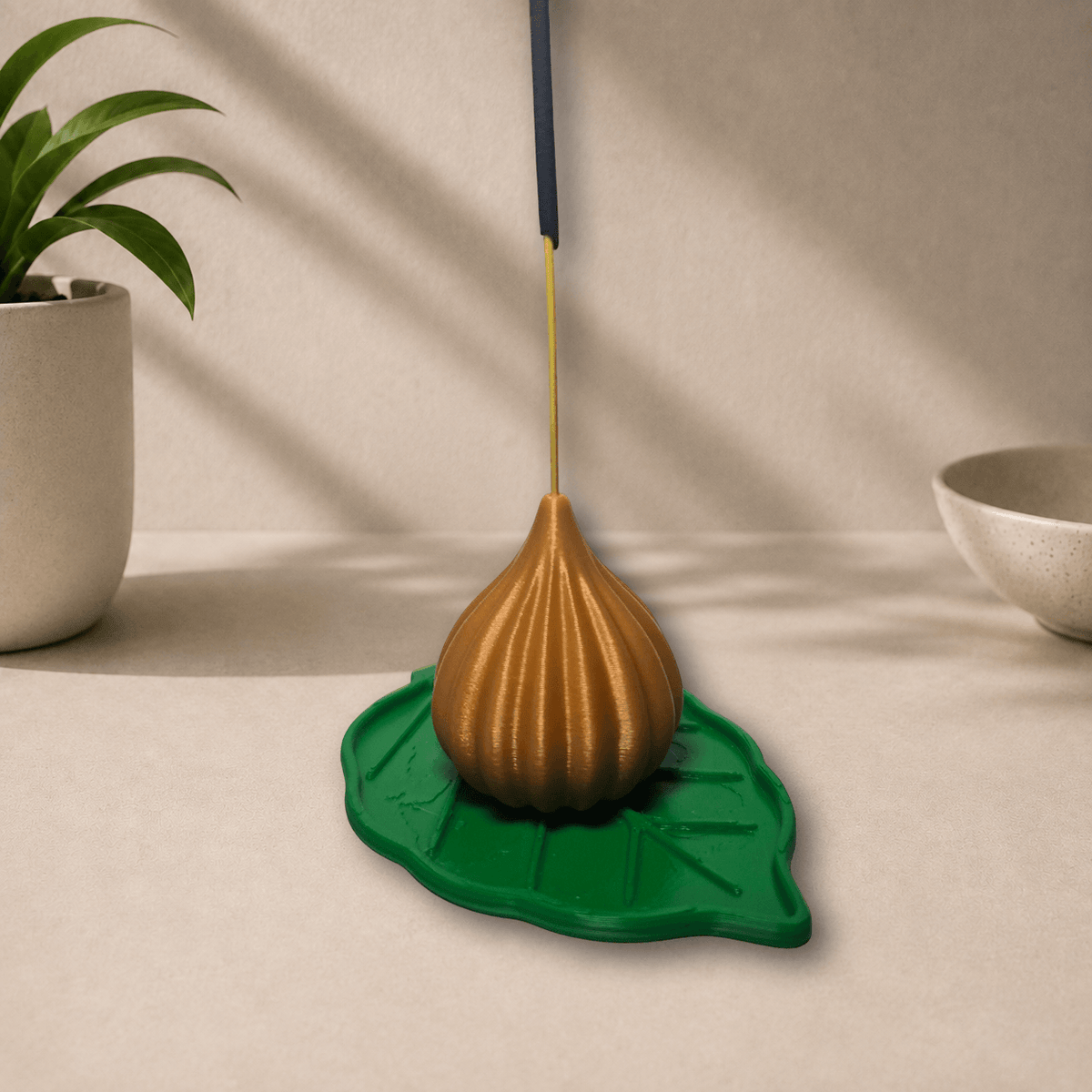3D-printed Modak with incense holder, alternate angle