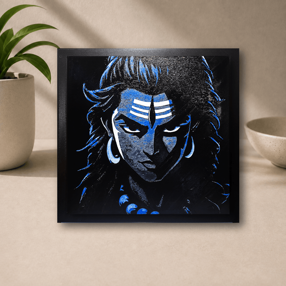 Framed 3D-printed Shiva poster