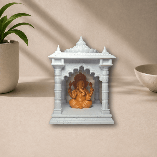 3D-printed small temple with Ganpati idol inside