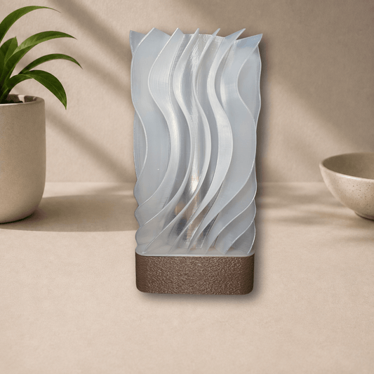 3D-printed wavy lamp, front view